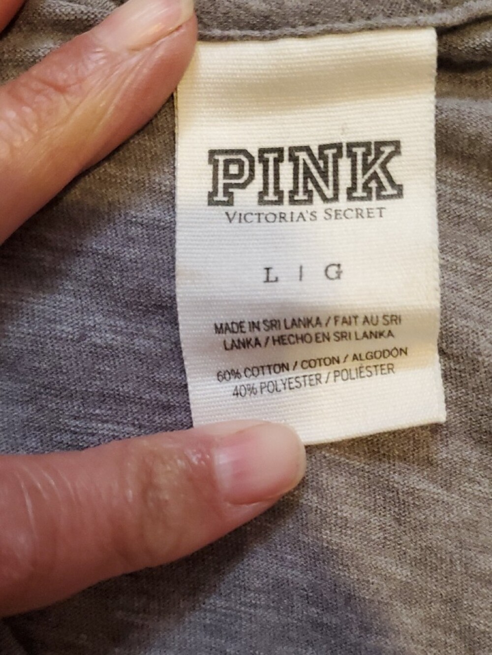 PINK Victoria's Secret Heather Gray V-Neck Tee with Neon Yellow Logo - Picture 4 of 10